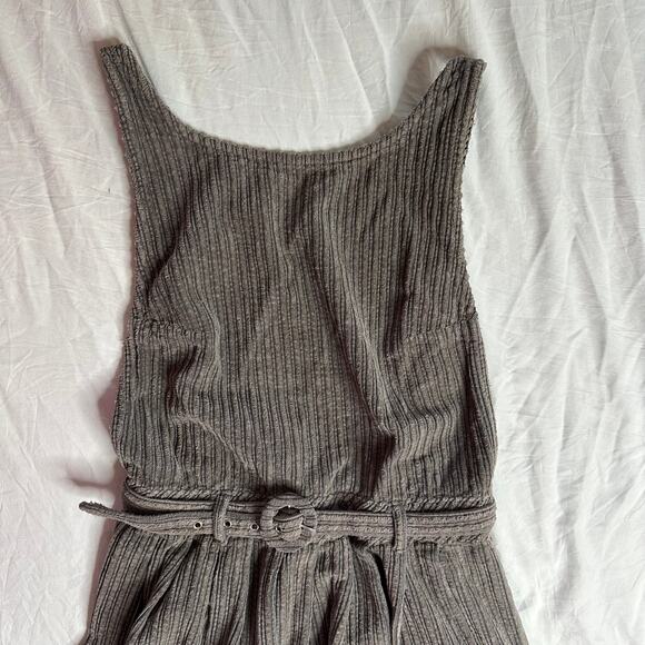 Sz 4 NWT Free People The Other Side Corduroy Midi Dress Gray Boho Cottage Belted - Picture 9 of 10
